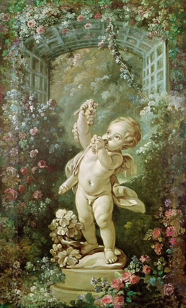 Cupid with Grapes (oil on canvas)