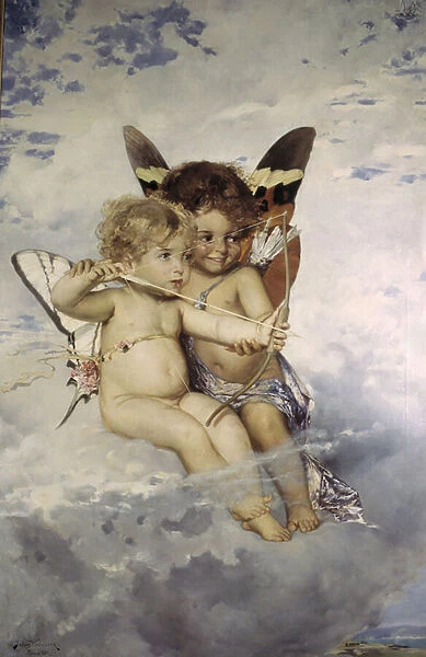 Cupidons - Cupids, by Kronberg, Julius (1850-1921). Oil on canvas, 1881