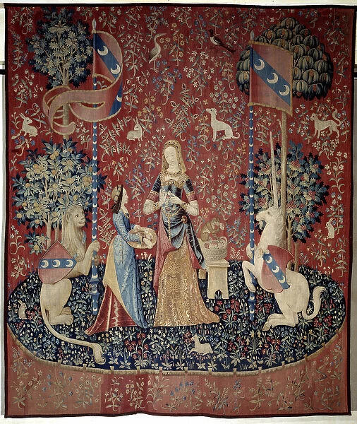 Curtain of the Lady to the Unicorn (Lady to the Unicorn): allegory of smell