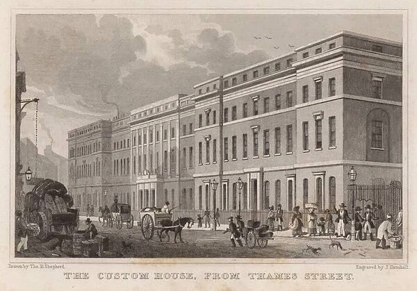 The Custom House, from Thames Street (engraving)