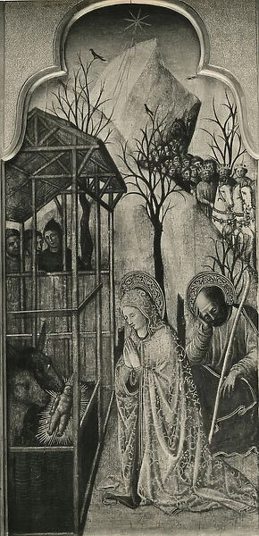 Cycle of the Life of the Virgin, Nativity, c. 1445 (oil on poplar panel) (b  /  w photo)