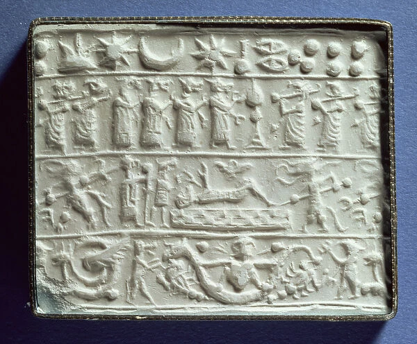 Cylinder seal impression, Neo-Assyrian period (plaster)