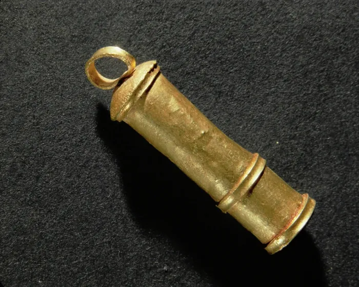 Framed Print : Cylindrical amulet case