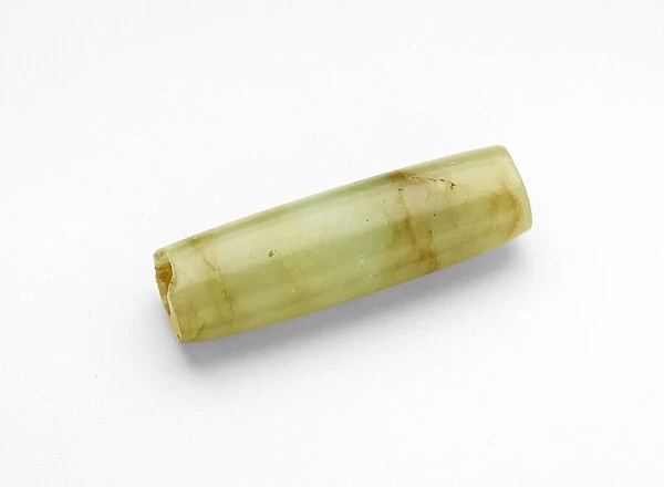 Cylindrical bead, c. 3000-1700 BC (jade, nephrite)