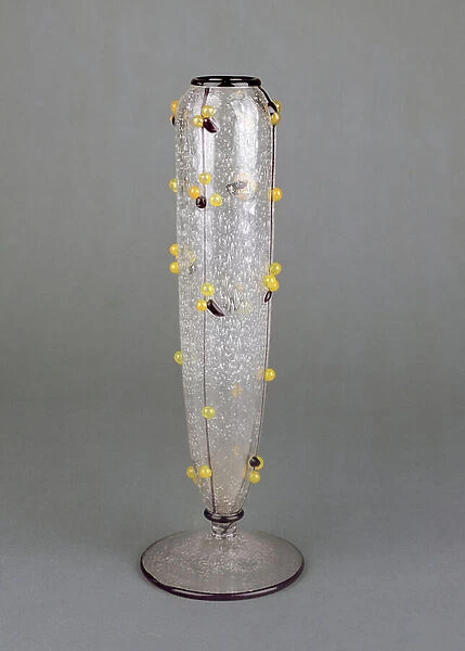 Cylindrical vase with applied decoration by Auguste Daum (1853-1909) (glass)
