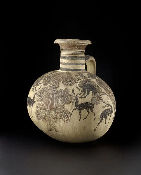 Cypriot Barrel jug depicting birds and deer, 7th-6th century (pottery)