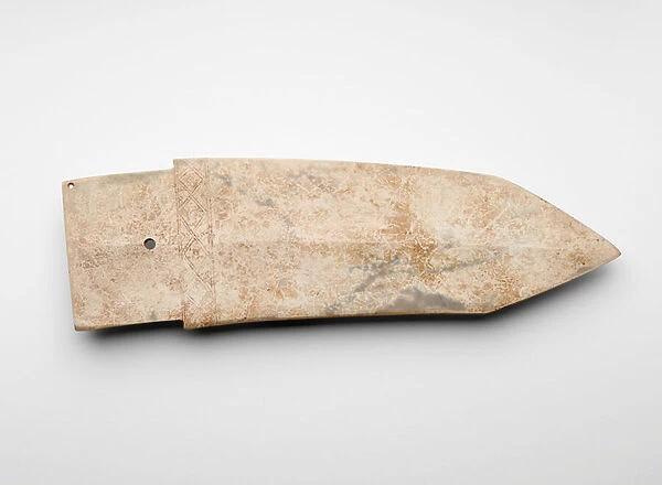 Dagger axe, fragment reworked, c. 2000-c. 1400 BC (jade, nephrite)