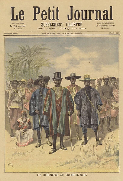 Dahomeans in the Champ-de-Mars (colour litho)
