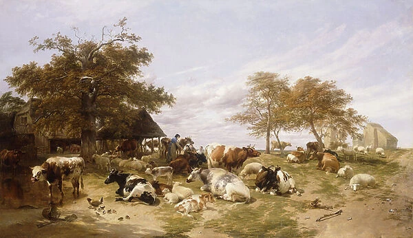 A Dairy Farm on the Marshes, East Kent, 1859 (oil on canvas)