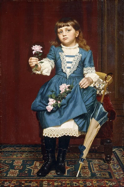 Daisy McComb Holding a Pink Rose, 1888 (oil on canvas)