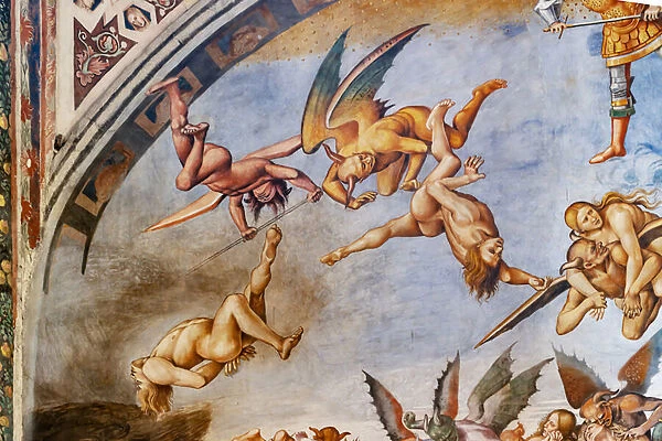 Damned to hell, detail with devils and damned, 1500-02 (fresco)