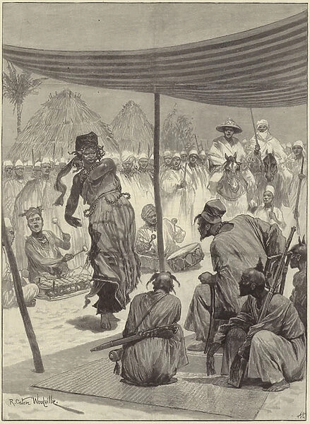 Dance before the King of the Sofas in West Africa (engraving)