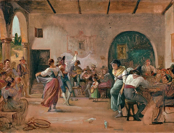 Dance in an Osteria, c.1860 (oil on card)