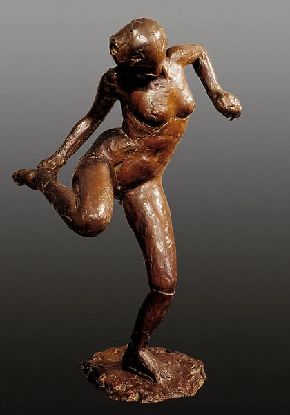 Dancer holding her foot, sculpture by Edgar Degas, 1900-10