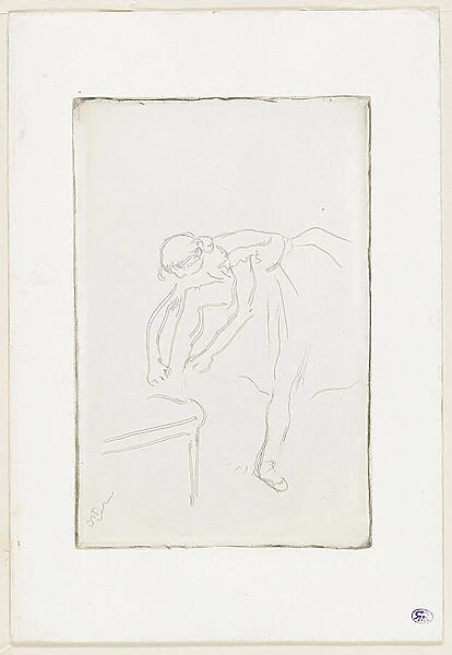 Dancer Putting on Her Shoe, c. 1888 (etching on ivory wove paper)