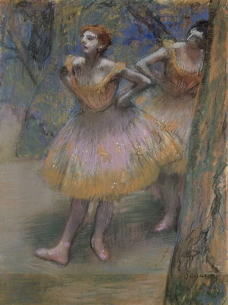 Two Dancers, c. 1893--98 (pastel & charcoal, with stumping & burnishing, on tracing paper