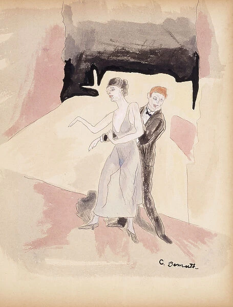 Dancers, (watercolour and pencil on paper)