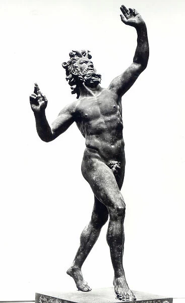 Dancing Faun, from the House of the Faun, Pompeii (bronze) (b  /  w photo)