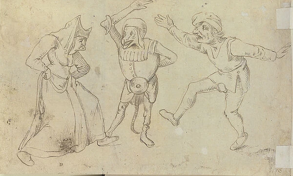Three dancing figures (pen & ink heightened with white on paper) (verso of 433436)