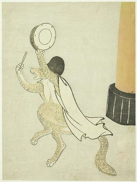 The Dancing Fox, 1766 (colour woodblock print; chuban)