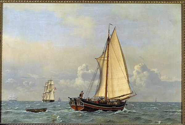 A former Danish liner going backwind in 1831 Painting by Christoffer Wilhelm Eckersberg