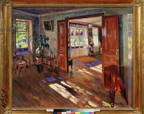 Dans une maison (In A House) - Peinture de Sergei Arsenyevich Vinogradov (1869-1938), huile sur toile, 1914, art russe 20e siecle, modernisme - State A Radishchev Art Museum, Saratov (Russie)