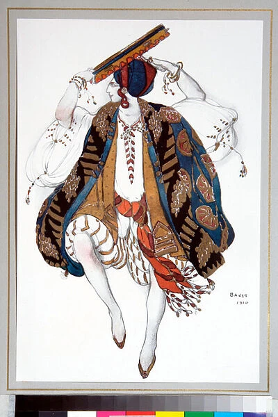 'Danseuse juive'Costume dessine par Leon Bakst (1866-1924) pour le ballet 'Cleopatre'des Ballets russes, 1910 Collection privee