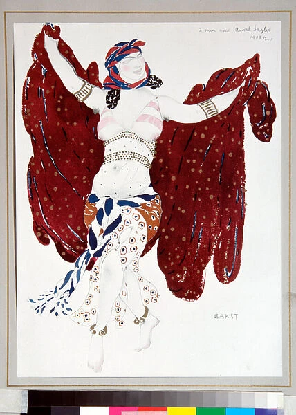 'Danseuse'Costume dessine par Leon Bakst (1866-1924) pour le ballet 'Cleopatre'des Ballets russes, 1909 Collection privee