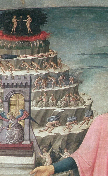Dante and his poem the Divine Comedy, 1465 (tempera on panel) (detail of 42355)