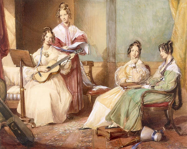 The Four Daughters of Archbishop Sumner, 1833 (w  /  c on paper)