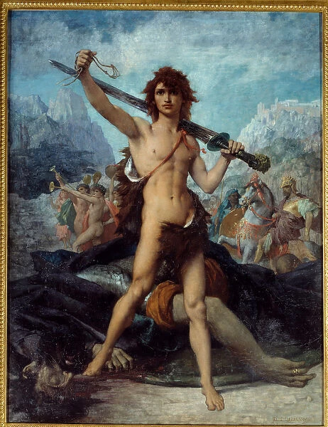 David triumphant. Painting by Jules Elie Delaunay (1828 - 1891), 1874. Oil on canvas