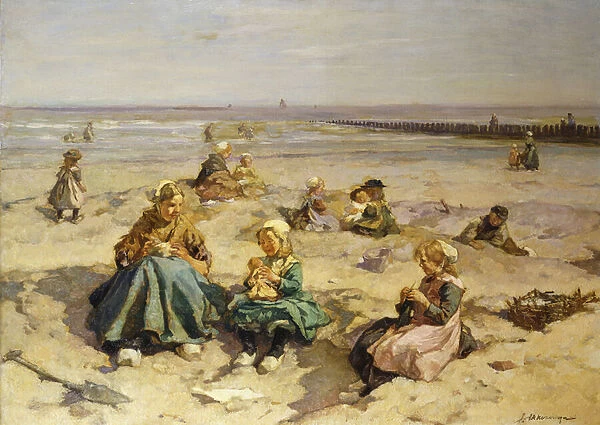 A Day at the Seaside, (oil on canvas)