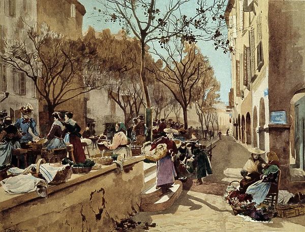 A Day of Walking in Provence in the 19th century Painting by Emile Charles Dameron (1848-1908) Late 19th century Paris, decorative arts