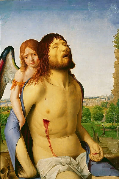 The Dead Christ Supported by an Angel, c. 1475  /  78 (oil on panel)