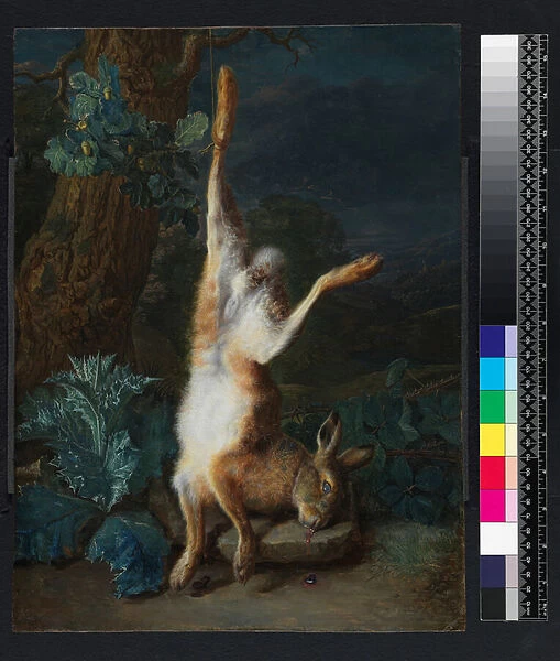 A dead hare, before 1782 (oil on copper)
