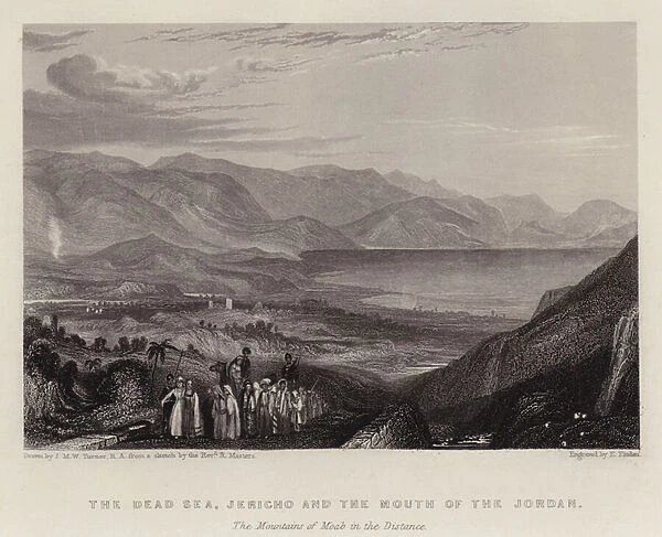 The Dead Sea, Jericho and the Mouth of the Jordan, the Mountains of Moab in the Distance (colour litho)
