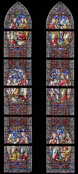 Deanery church (Sint-Walburgakerk). Interior. The choir. Stained glass window