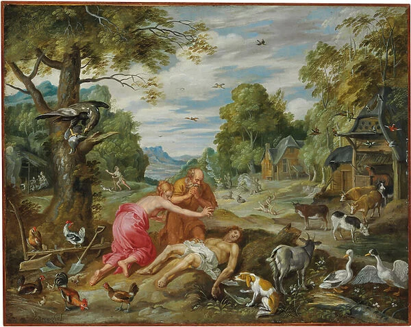 The Death of Abel, from The Story of Adam and Eve (oil on copper) (see also 742110-14)