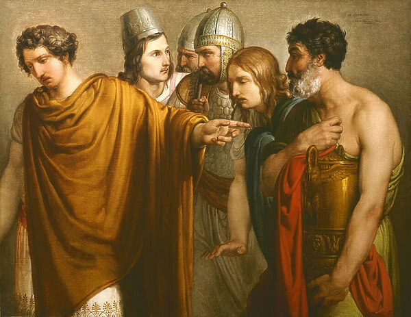Death of Abradatas (Abradates, Abradate) par Hayez, Francesco (1791-1882). Oil on canvas, 1813, Gallerie di Piazza Scala, Milano