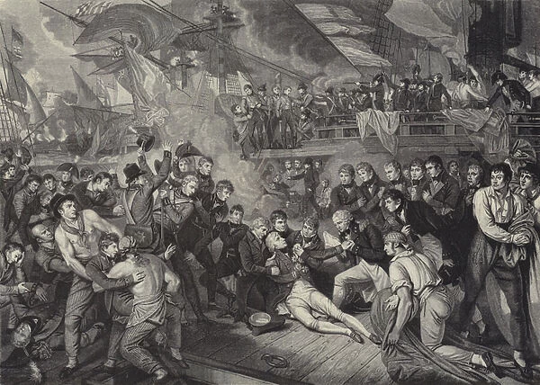 The Death of Admiral Lord Nelson at the Battle of Trafalgar, 1805 (engraving)