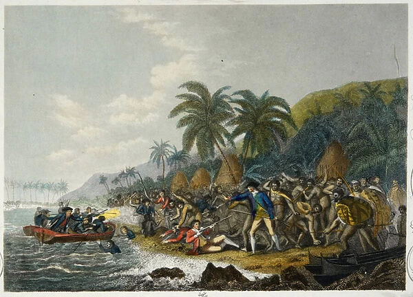 The Death Of Captain Cook (coloured engraving)