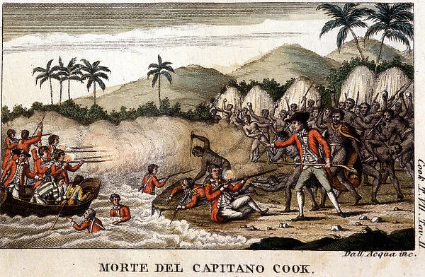 The death of Captain Cook after the'Viaggi del Capitano Cook'Milan 1820