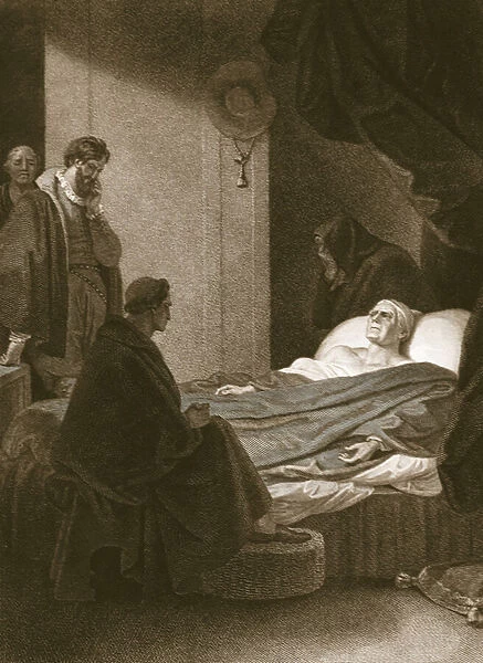The Death of Cardinal Wolsey, engraved by A. Smith, illustration from David Hume