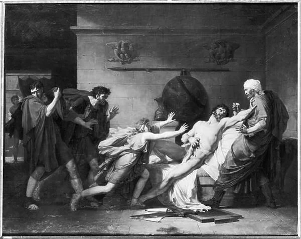 The Death of Cato of Utica (95-46 BC) 1797 (oil on canvas) (b  /  w photo)