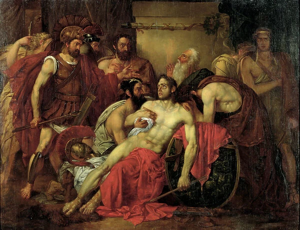 The Death of Epaminondas (c. 418-362 BC) (oil on canvas)