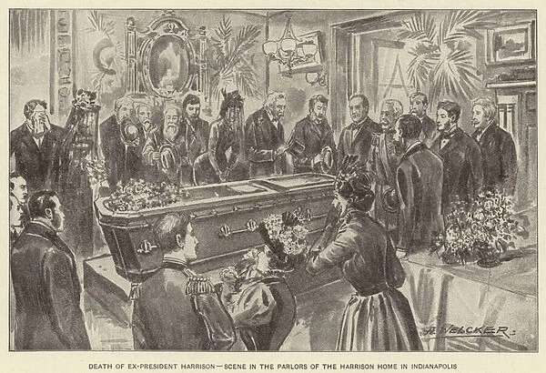 Death of Ex-President Harrison, Scene in the Parlors of the Harrison Home in Indianapolis (litho)