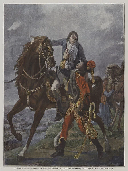 The death of General Desaix at the Battle of Marengo, 1800 (colour litho)