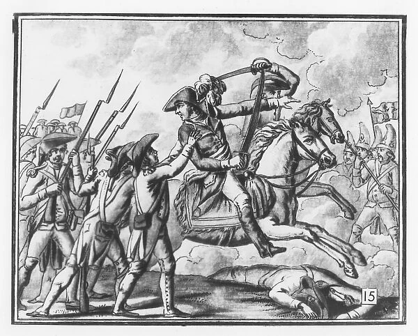Death of General Joubert at the Battle of Novi, 1799 (litho)