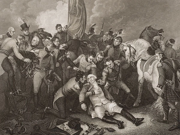 The Death of General Sir Ralph Abercromby, illustration from Englands Battles by Land