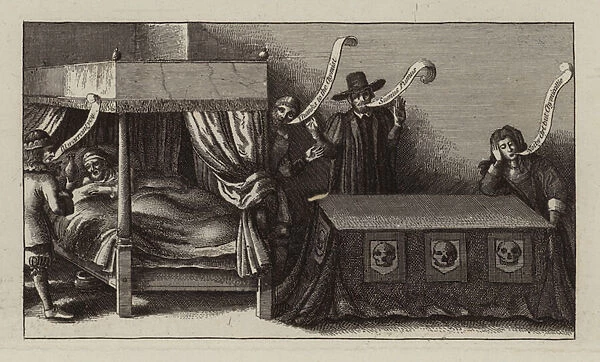 Death of James VI and I, King of England, Scotland and Ireland, 1625 (engraving)
